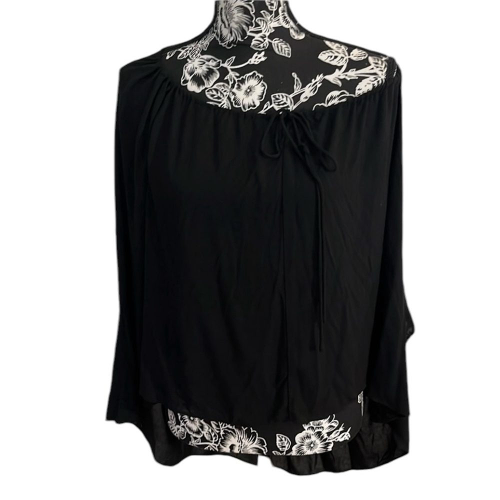 She + Sky black size large adjustable off shoulder & open back 3/4 sleeves